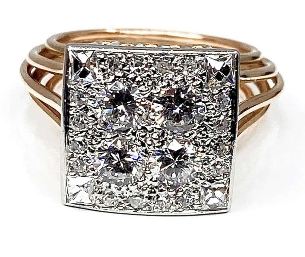 Bague 2 Ors pavée de Diamants