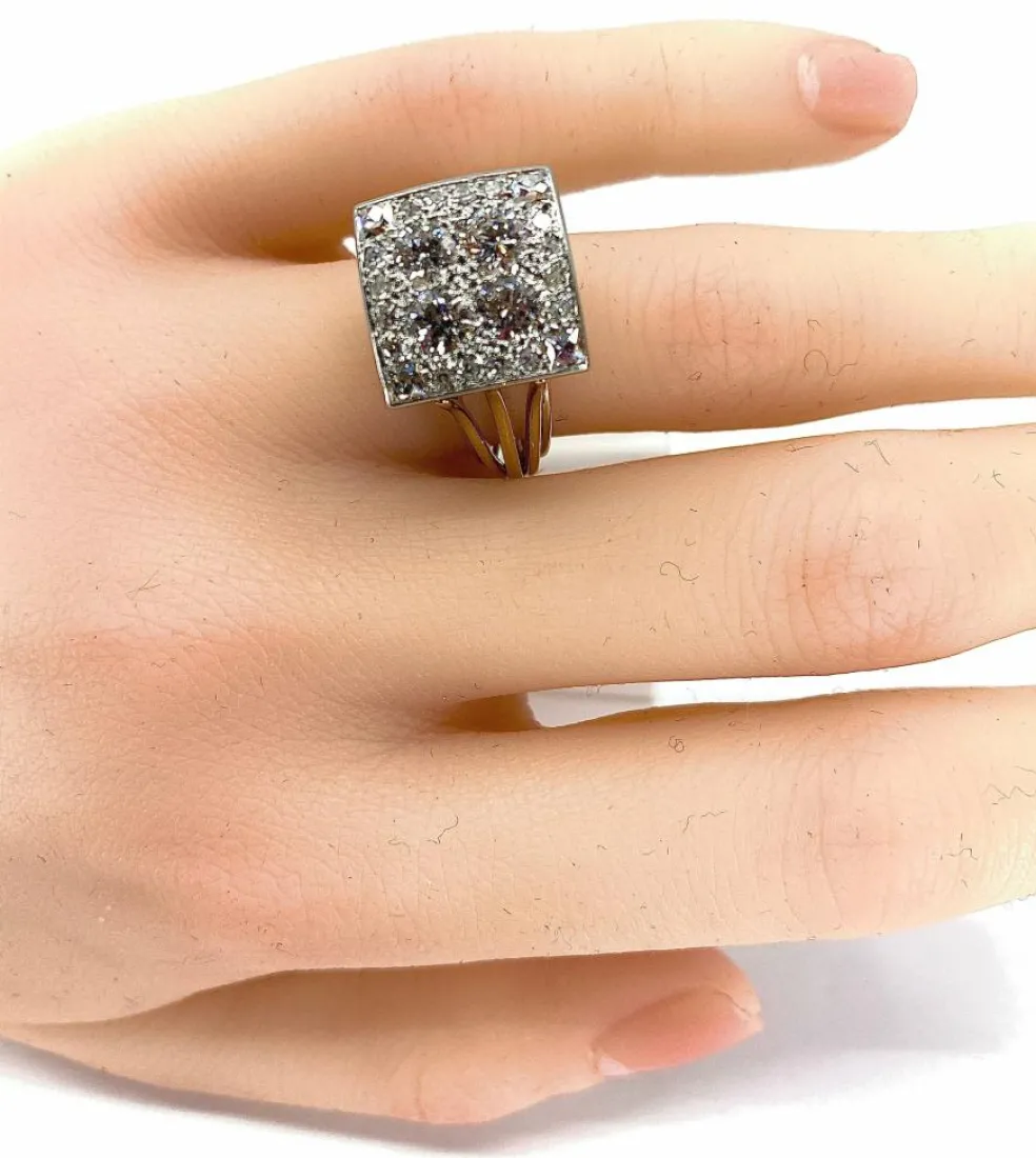 Bague 2 Ors pavée de Diamants