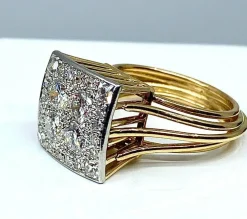 Bague 2 Ors pavée de Diamants