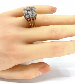 Bague 2 Ors pavée de Diamants