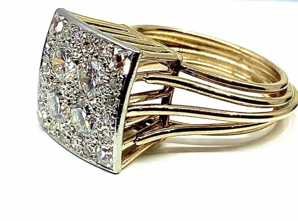 Bague 2 Ors pavée de Diamants