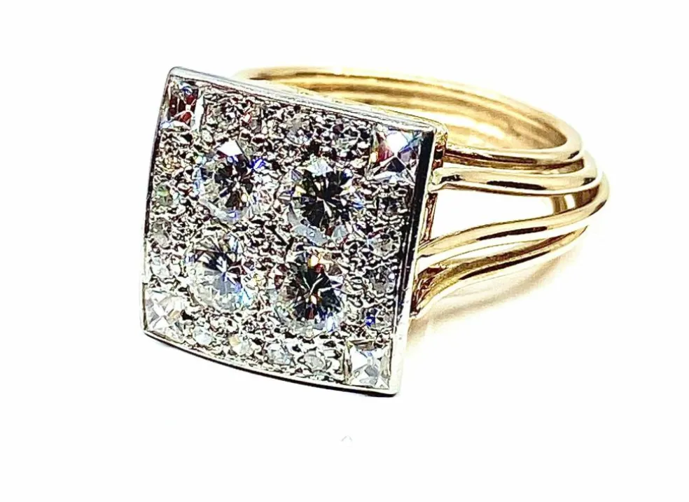 Bague 2 Ors pavée de Diamants