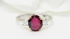 Bague 2 ors rubis naturel certifié et diamants