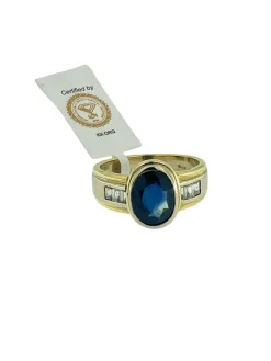 Bague 2 ors saphir 2.85ct et diamants certificat IGI
