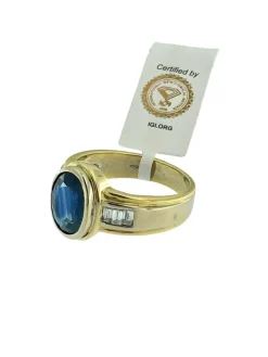 Bague 2 ors saphir 2.85ct et diamants certificat IGI