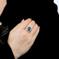 Bague 2 ors saphir 5.54cts diamants