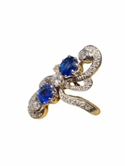 Bague 2 Ors Saphirs Diamants