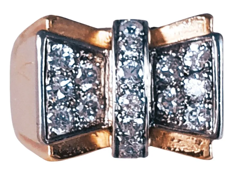 BAGUE PAPILLON OR JAUNE et DIAMANTS - EPOQUE 1945/1947