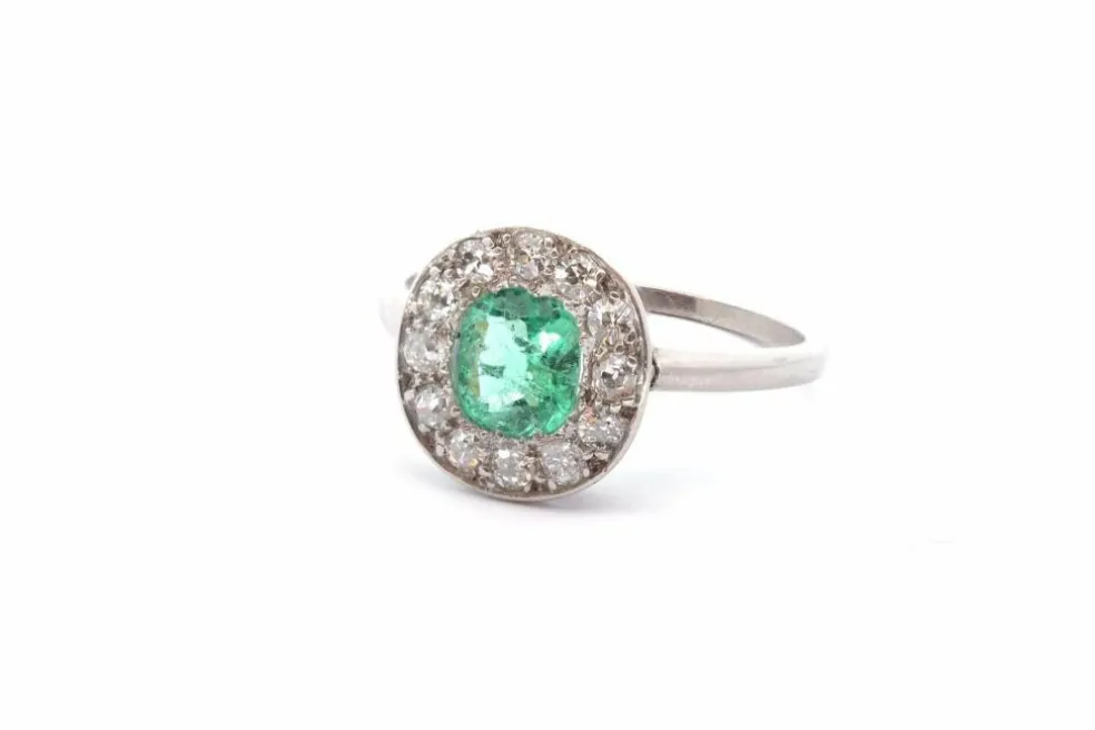 Bague 1920 Platine Emeraude