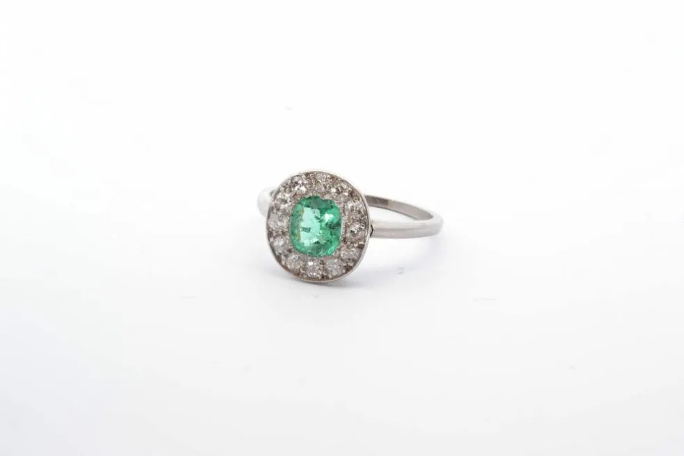 Bague 1920 Platine Emeraude