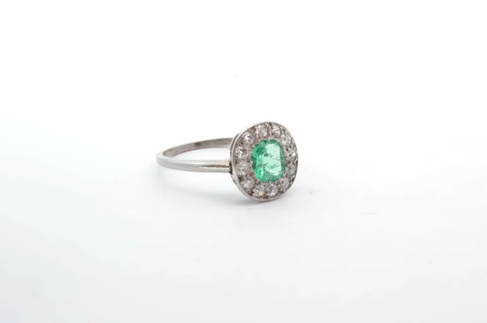 Bague 1920 Platine Emeraude