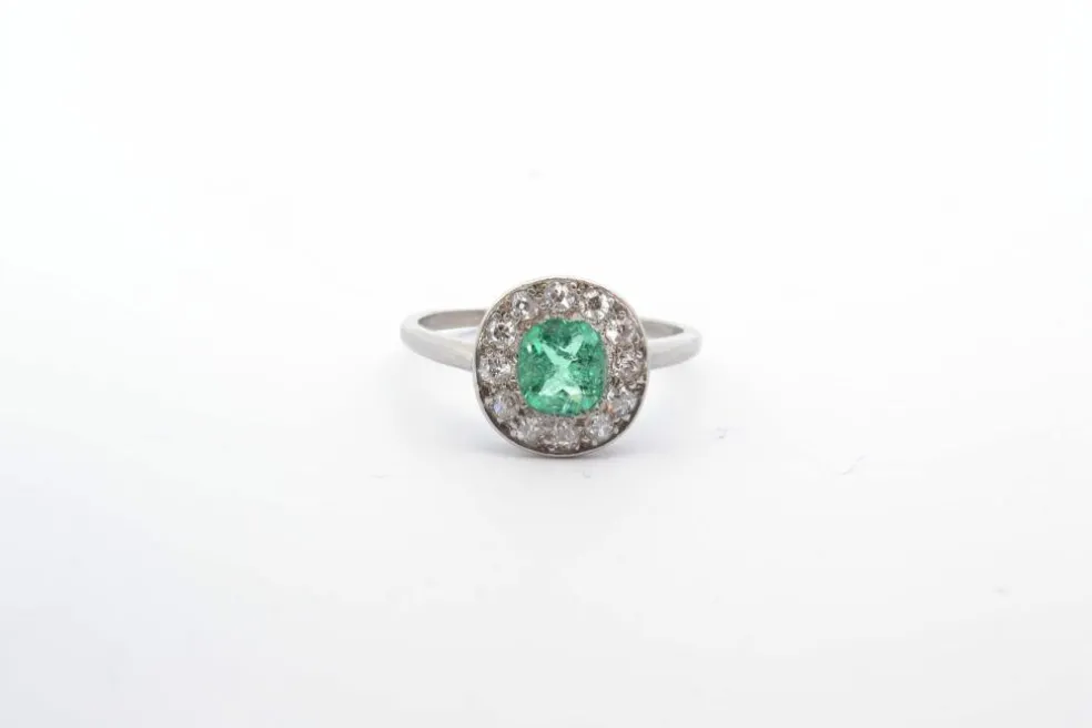 Bague 1920 Platine Emeraude