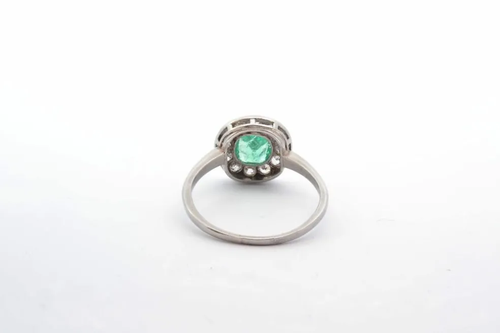 Bague 1920 Platine Emeraude