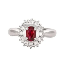 Bague platine et rubis et diamants