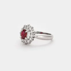 Bague platine et rubis et diamants