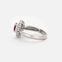 Bague platine et rubis et diamants