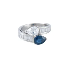 Bague platine toi & moi saphir diamant