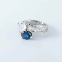Bague platine toi & moi saphir diamant