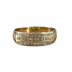 Bague 3 rangs diamants en or jaune