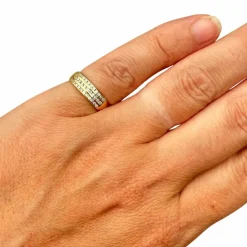 Bague 3 rangs diamants en or jaune