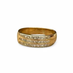Bague 3 rangs diamants en or jaune