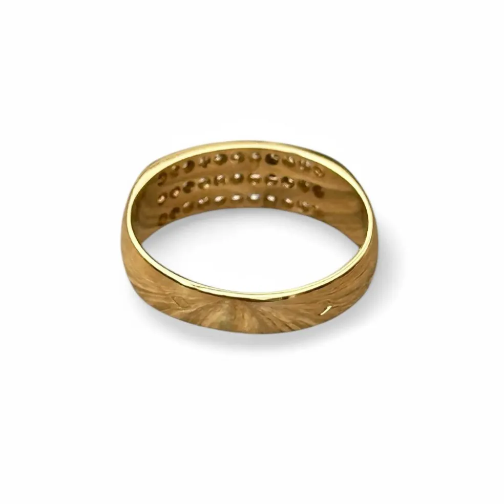 Bague 3 rangs diamants en or jaune