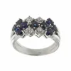 Bague 3 rangs diamants et saphirs