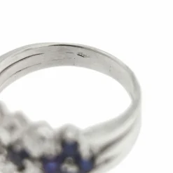 Bague 3 rangs diamants et saphirs