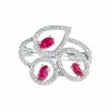 Bague 3 Rubis et Diamants