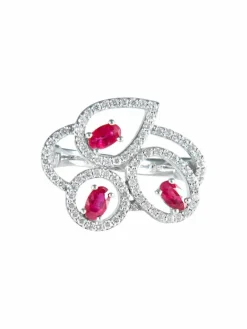 Bague 3 Rubis et Diamants