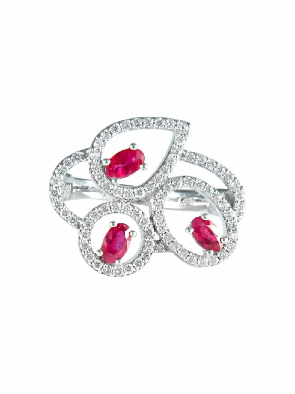Bague 3 Rubis et Diamants