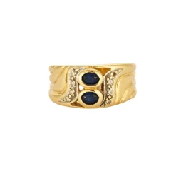 Bague 2 saphirs diamants