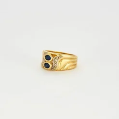 Bague 2 saphirs diamants