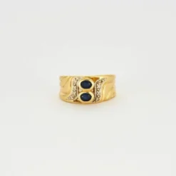 Bague 2 saphirs diamants