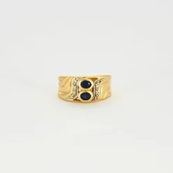 Bague 2 saphirs diamants