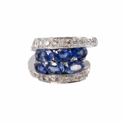 Bague 6 saphirs et diamants