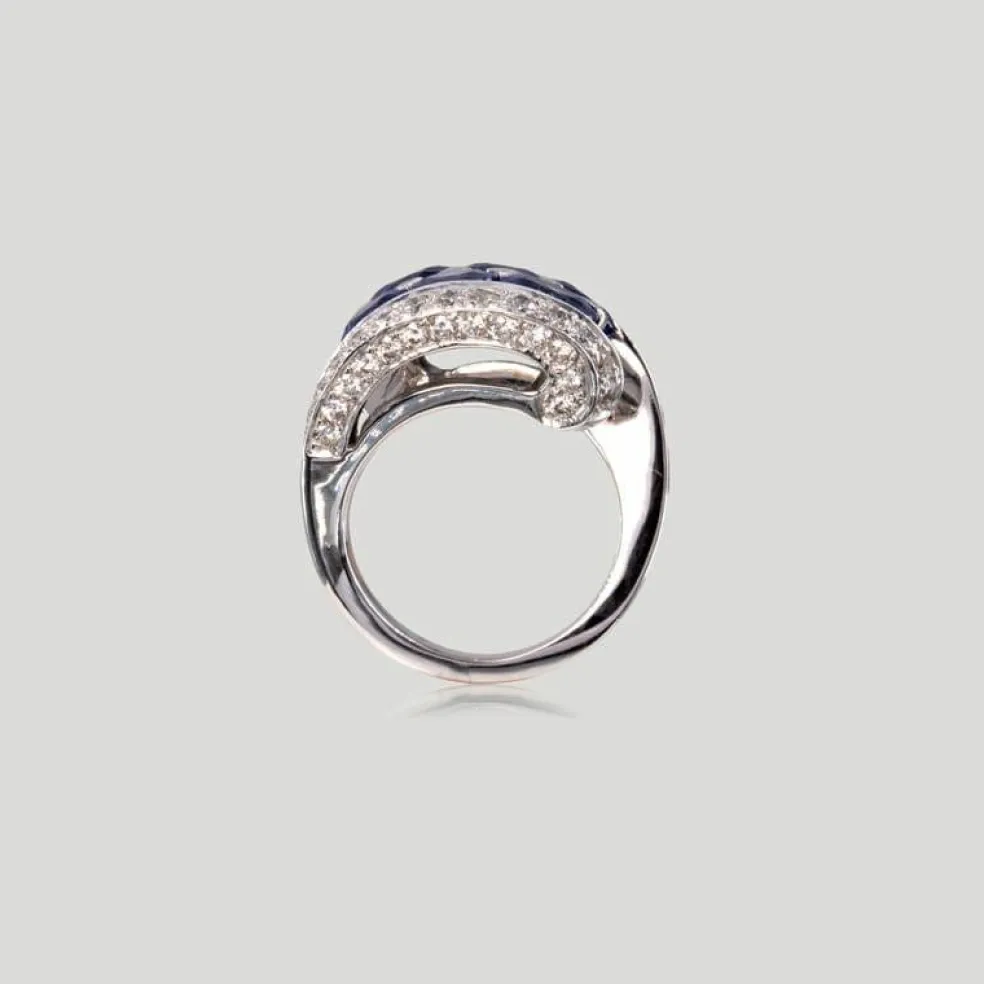 Bague 6 saphirs et diamants