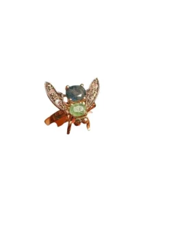 Bague "Abeille en vol" - Emeraude, saphir et diamants