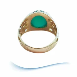 Bague agate verte en cabochon or jaune