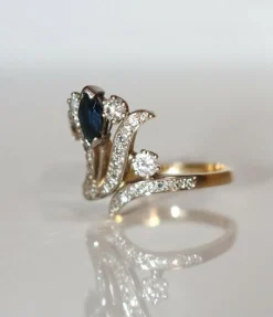 Bague Aigrette Diamants Saphir