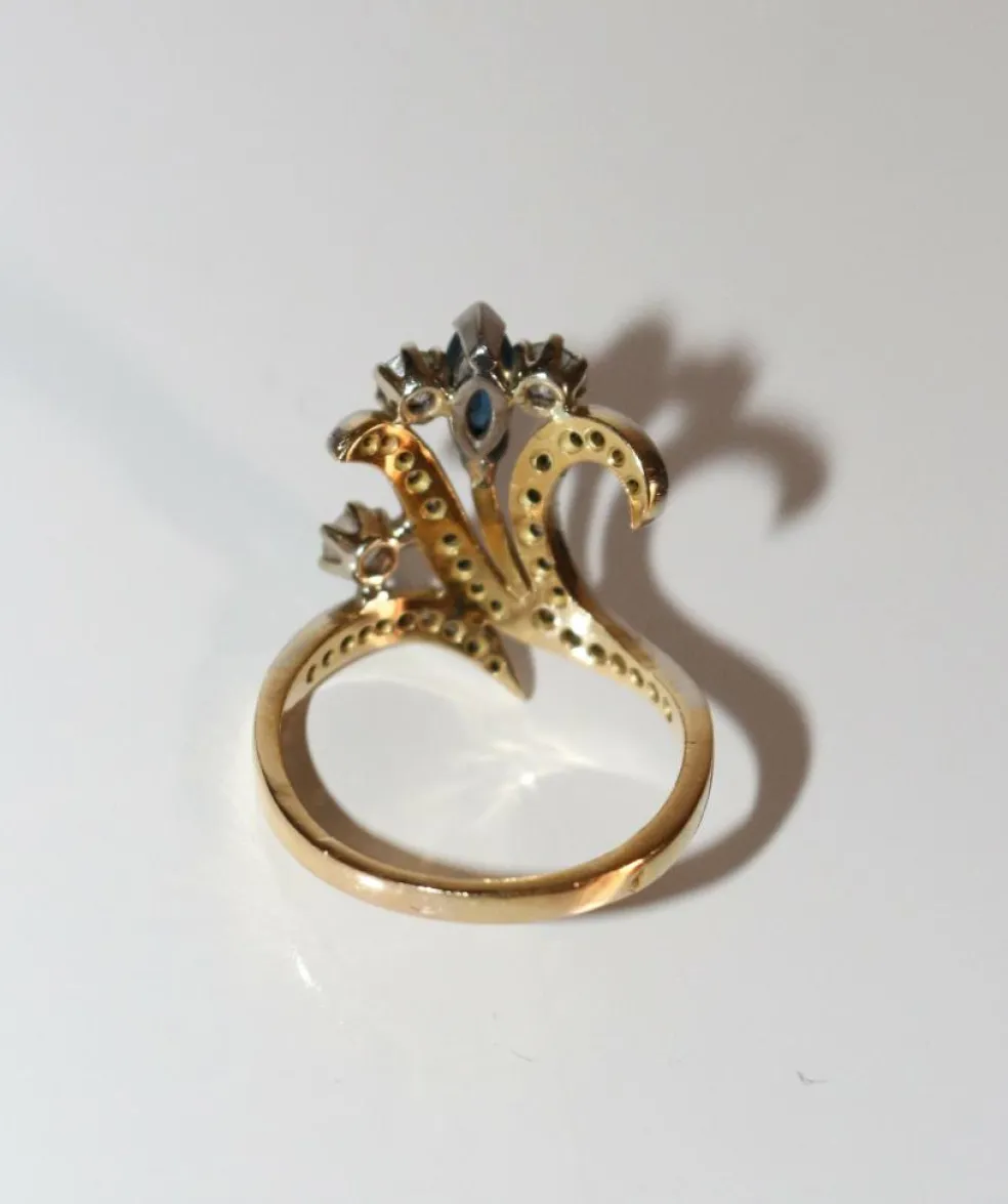 Bague Aigrette Diamants Saphir