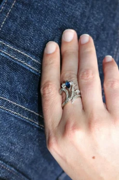 Bague Aigrette Diamants Saphir
