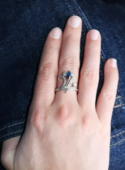 Bague Aigrette Diamants Saphir