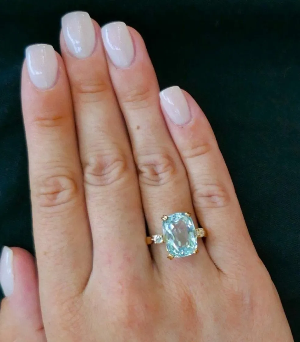 Bague Aigue Marine & Diamants.