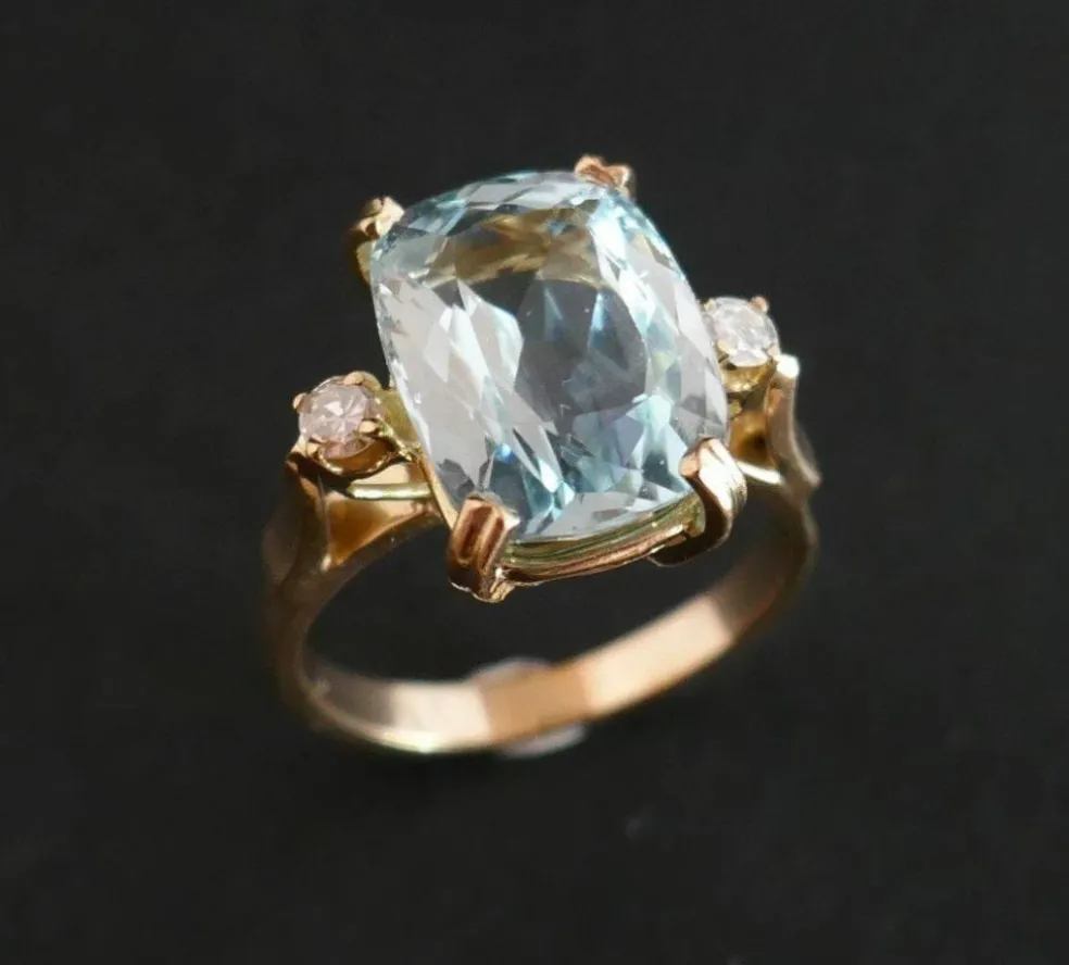 Bague Aigue Marine & Diamants.