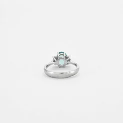 Bague aigue marine et diamants or gris