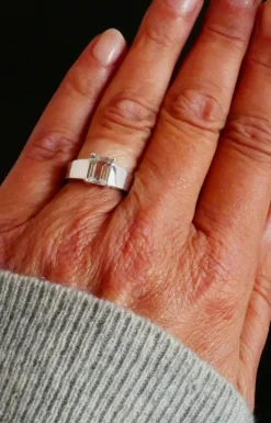 Bague aigue marine, or blanc