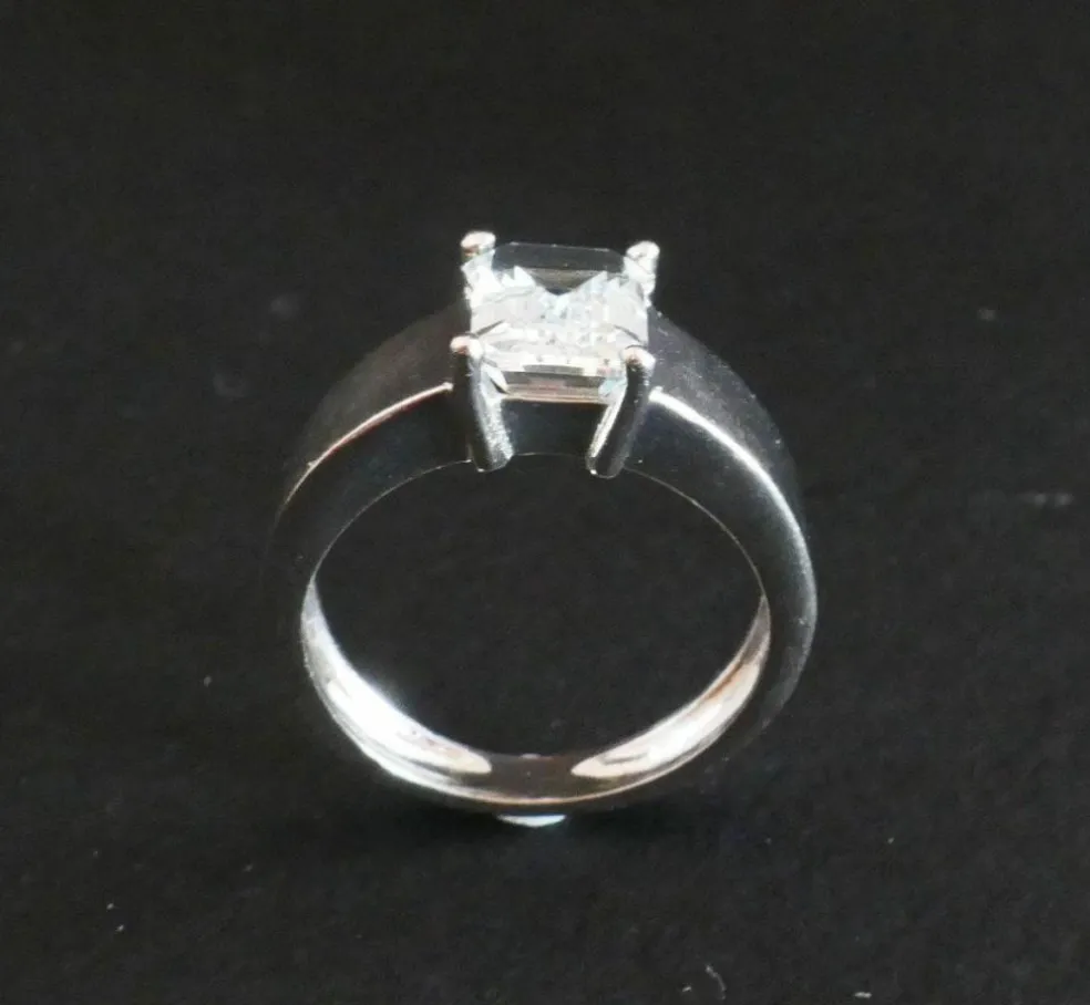 Bague aigue marine, or blanc