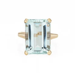 Bague Aigue-Marine 16 carats Or Jaune Vintage