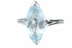Bague Aigue-Marine 6.43 Carats Or Blanc 18 Carats